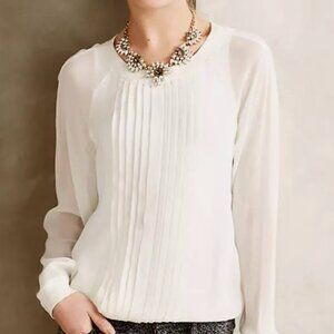 Anthropologie Anisy Pullover Sheer By One Fine Day Size Medium Pleated Top